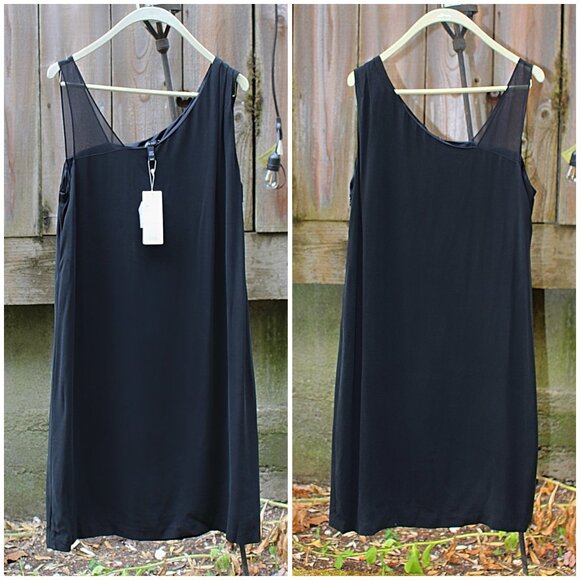 New w/Tags Eileen Fisher “Silk Georgette Crepe Sheer Strap Shift Dress", Med - Picture 1 of 16